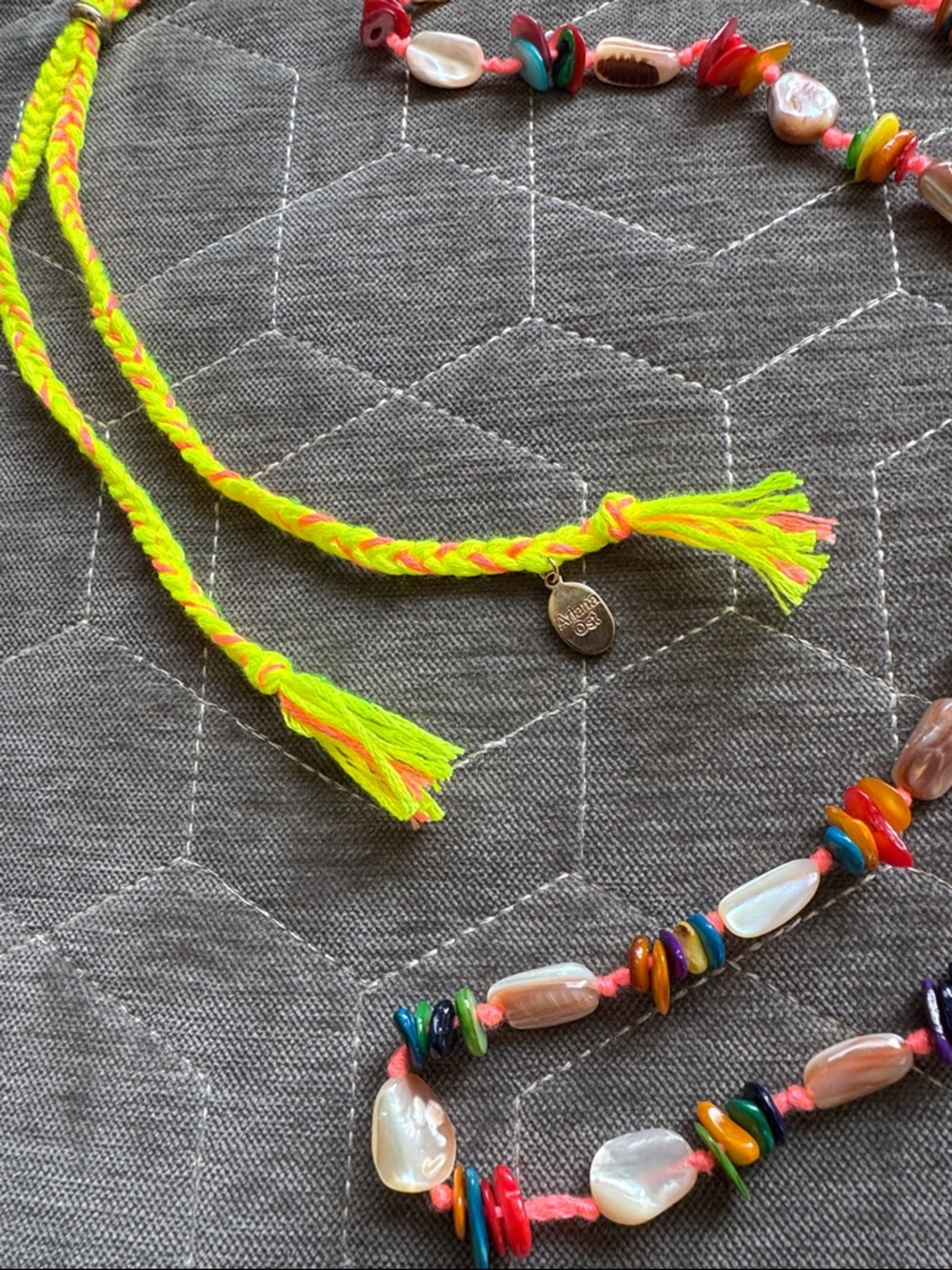 Free People x Ariana Ost At The Market Necklace in Neon Yellow & Pink Combo - Picture 2 of 5